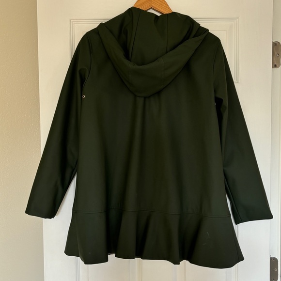 Kate Spade Aladdin Flounce Hem Trench Rain Coat  XS Green - Picture 9 of 12
